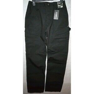 CQR Mens 34W x 36L Tactical Ripstop Pants Black Elastic Waist Utility Cargo NWT